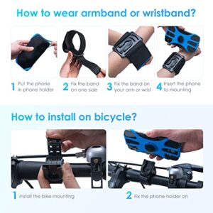 Cikyner Running Armband, 3 in 1 Running Phone Holder Sports Armband Bicycle Phone Holder 360° Rotatable & Detachable Running Phone Armband for 4.5-9'' iPhone Huawei for Gym Running Hiking