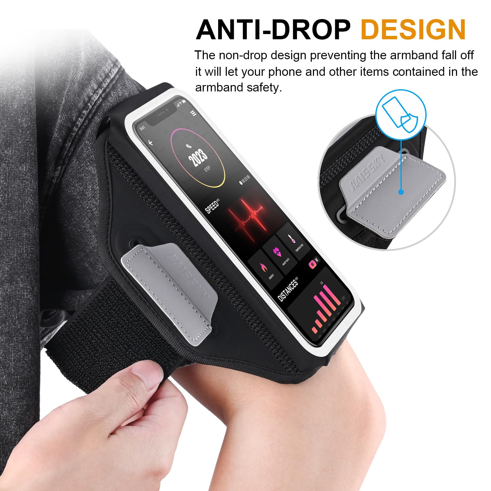 Running Armband with Airpods Bag 3D Design Cell Phone Armband for iPhone 14 13 Pro 14 Plus, Galaxy S20/S10 Water Resistant Sports Phone Holder Case & Zipper Slot Car Key Holder for 6.9 inch Phone