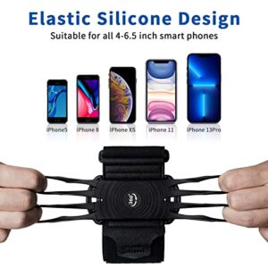 HLOMOM Wristband Running Phone Holder for iPhone 15/14/13/12 Pro Max/11/X/8 Plus/8/7, 360°Rotatable with Key Holder, Sports Wristband for Samsung Galaxy and All 4''-6.5''Phones (Non-removable-S)