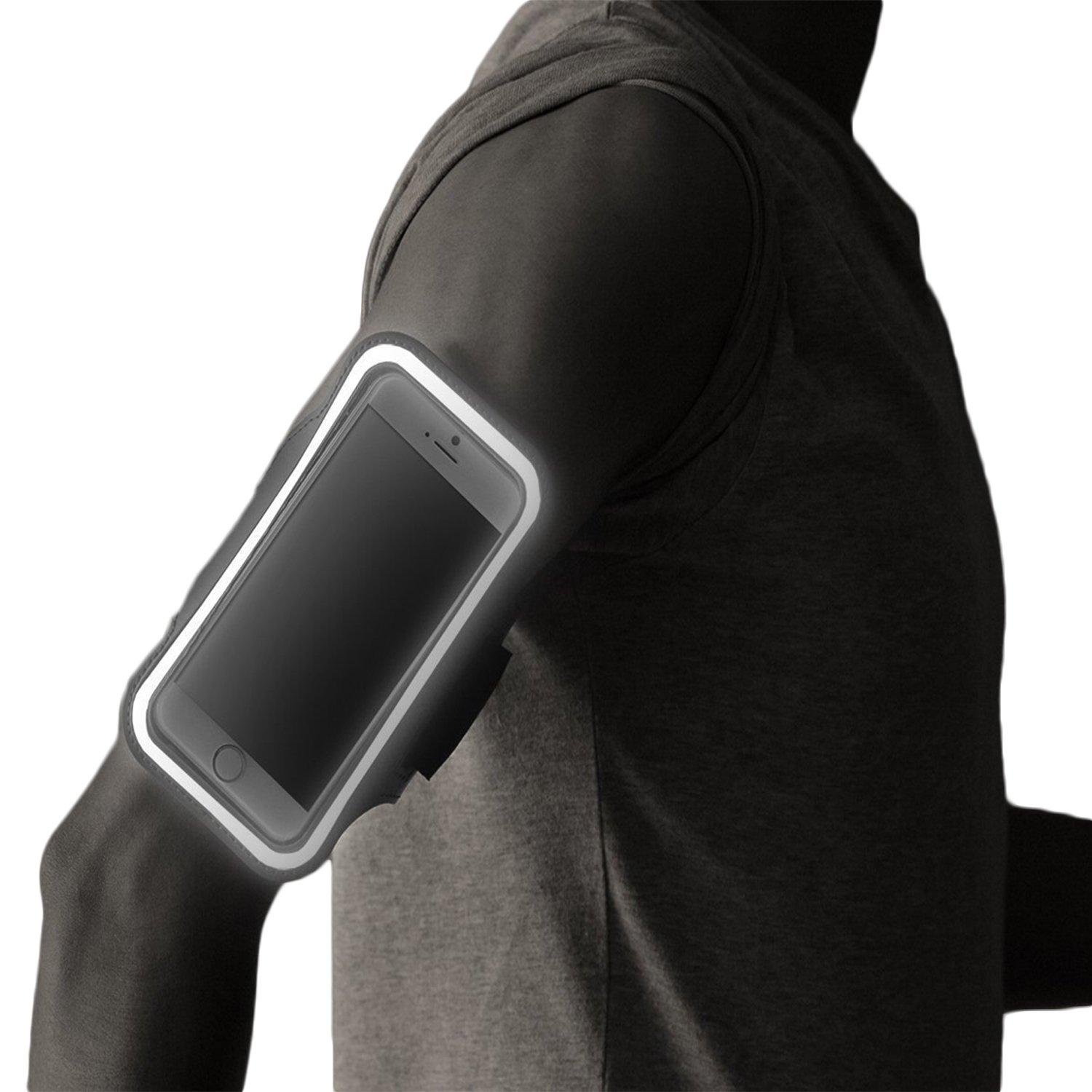 RevereSport Waterproof iPhone 15/14/13/12 Running Armband with Extra Pockets for Keys, Cash and Credit Cards. Phone Arm Holder for Sports, Gym Workouts and Exercise