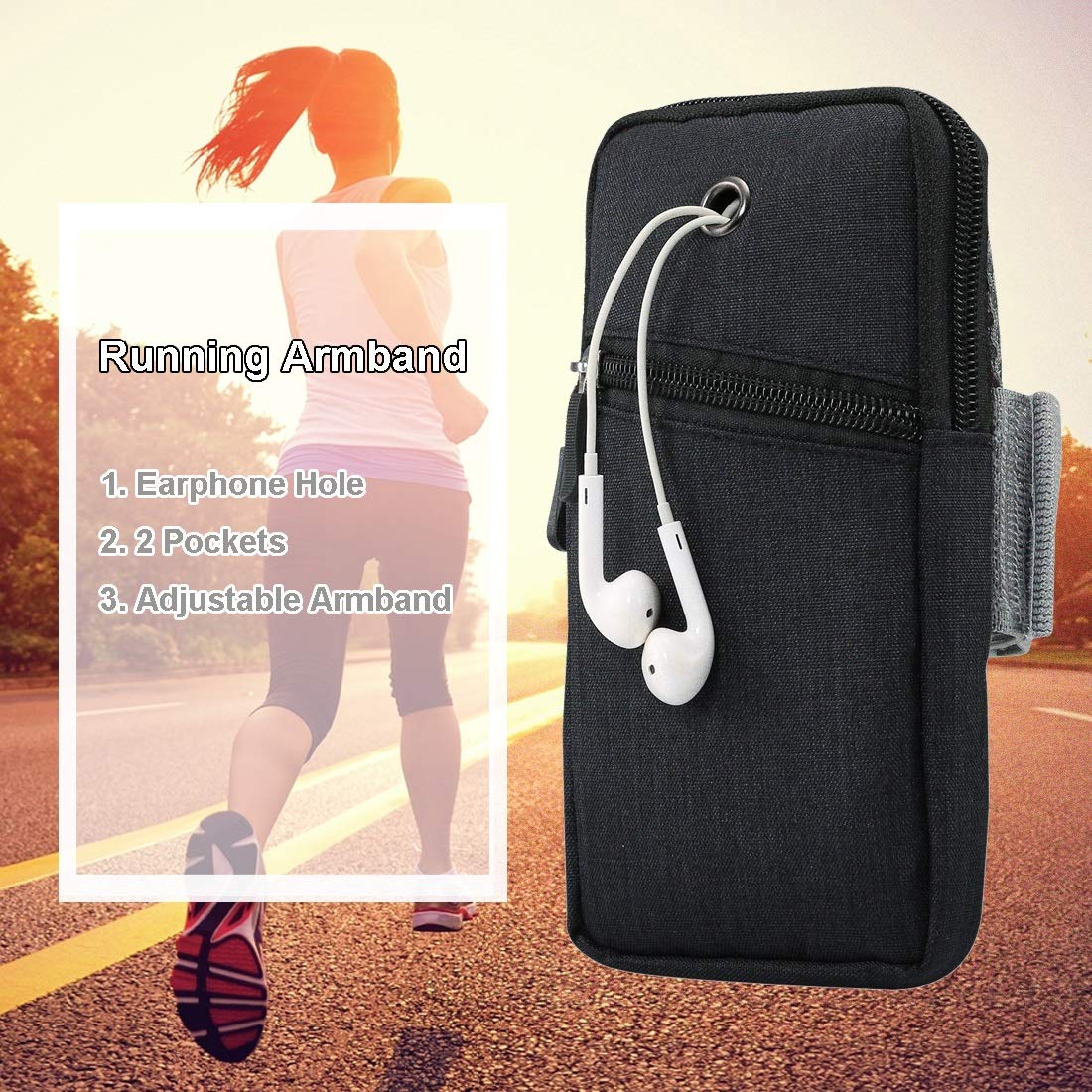 cellphone holster Phone Arm Bag Compatible with Running, Armband Cell Phone Holder Compatible with iPhone 12 11 Pro Max XS/XR/8/7/6 Plus, Gym Phone Holder Compatible with Arm,Phone Pouch Compatible wi