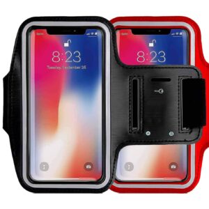 2Pack CaseHQ Water Resistant Cell Phone Armband Case Compatible Phone iPhone 11, 11 Pro, 11 Pro Max, X, Xs, Xs Max, Xr, 8, 7, 6, Plus Galaxy S10, S9, S8, S7,and More. Adjustable Band & Key Slot