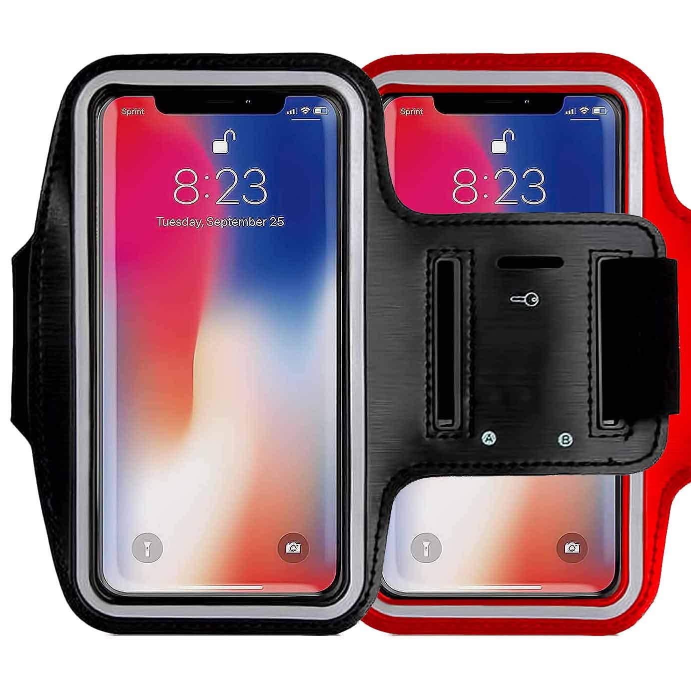 2Pack CaseHQ Water Resistant Cell Phone Armband Case Compatible Phone iPhone 11, 11 Pro, 11 Pro Max, X, Xs, Xs Max, Xr, 8, 7, 6, Plus Galaxy S10, S9, S8, S7,and More. Adjustable Band & Key Slot