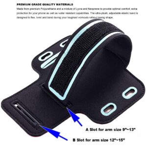 2Pack Phone Armband Sleeve Best Running Sports Arm Band Strap Holder Pouch Case Gifts Exercise Workout Fits iPhone 6 6S 7 8 X XR XS MAX Plus iPod Android, Galaxy S8 S9 Note 5 9 Edge-Black+Black