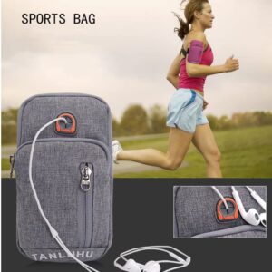 Men Women Sport Running Armband Cellphone Holder Pouch Crossbody Shoulder Purse Arm Bag for Samsung Galaxy S22 Ultra Plus S20 FE S21 Fe A53 5G A12 A13 5G A22 A32 A52 Pixel 6 Pro Moto G Pure (Gray)