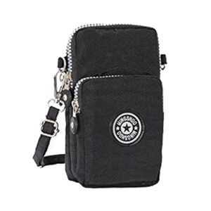 Sports Crossbody Cell Phone Purse Shoulder Wallet Case Armband Bag for iPhone 11 12 13 Pro Max 14 Plus SE XR XS X (Black)