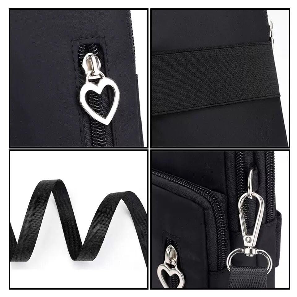 Women Cell Phone Purse Small Crossbody Bag Armband Wallet for iPhone 15 14 13 Pro 12 Mini 11 Pro Max SE XR X Samsung Galaxy S22 S23 Plus S21 S20 S10e A54 A53 Google Pixel 8 7a 7 6a 6 TCL 30 Z (Black)