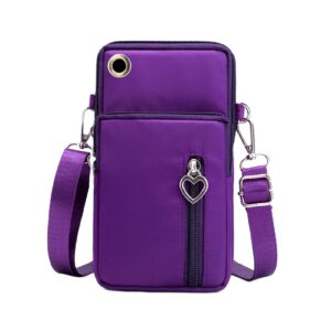 jumisee 3-layers crossbody bag cellphone pouch armband wallet nylon smartphone purse with earphone hole