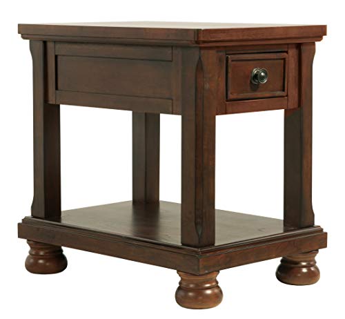 Signature Design by Ashley Porter Traditional Hand-Finished Rectangular Chair Side End Table, Dark Brown