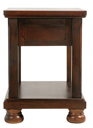 Signature Design by Ashley Porter Traditional Hand-Finished Rectangular Chair Side End Table, Dark Brown