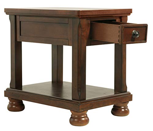 Signature Design by Ashley Porter Traditional Hand-Finished Rectangular Chair Side End Table, Dark Brown