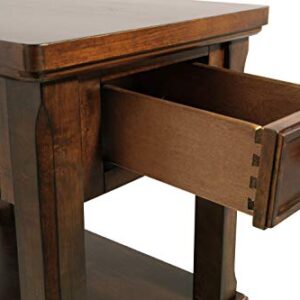 Signature Design by Ashley Porter Traditional Hand-Finished Rectangular Chair Side End Table, Dark Brown