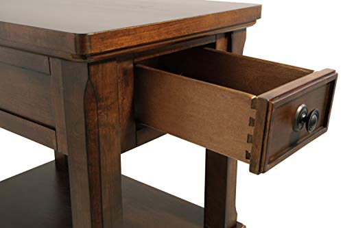 Signature Design by Ashley Porter Traditional Hand-Finished Rectangular Chair Side End Table, Dark Brown