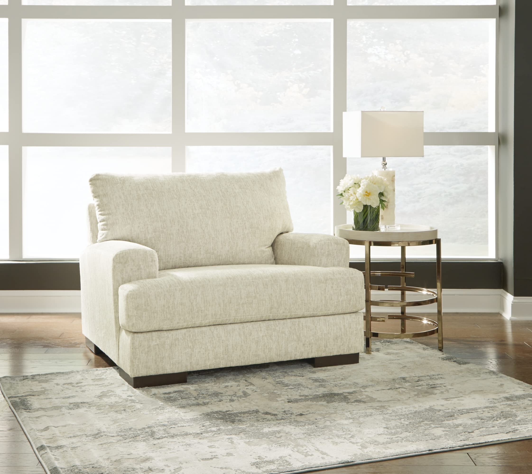 Signature Design by Ashley Caretti Contemporary Upholstered Chair and a Half, Beige