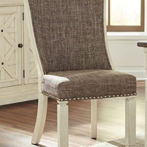 Signature Design by Ashley Bolanburg Modern Farmhouse Upholstered Dining Chair, 2 Count, Brown