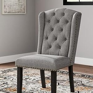 Signature Design by Ashley Jeanette Modern Tufted Dining Upholstered Side Chair, Set of 2, Gray