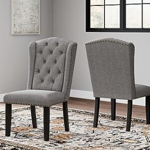 Signature Design by Ashley Jeanette Modern Tufted Dining Upholstered Side Chair, Set of 2, Gray