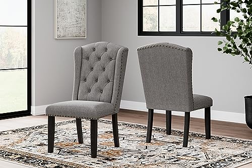 Signature Design by Ashley Jeanette Modern Tufted Dining Upholstered Side Chair, Set of 2, Gray