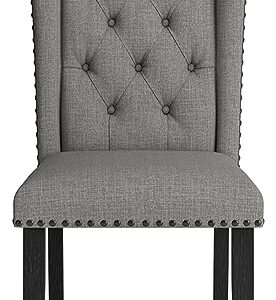 Signature Design by Ashley Jeanette Modern Tufted Dining Upholstered Side Chair, Set of 2, Gray