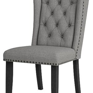 Signature Design by Ashley Jeanette Modern Tufted Dining Upholstered Side Chair, Set of 2, Gray