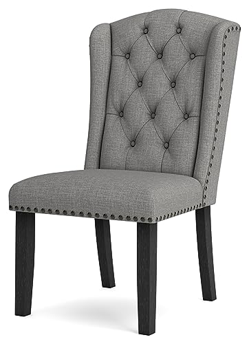 Signature Design by Ashley Jeanette Modern Tufted Dining Upholstered Side Chair, Set of 2, Gray