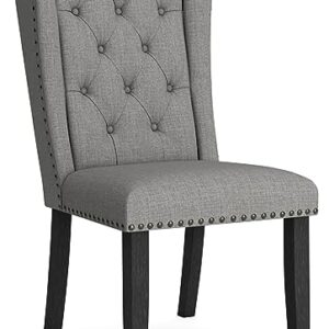 Signature Design by Ashley Jeanette Modern Tufted Dining Upholstered Side Chair, Set of 2, Gray