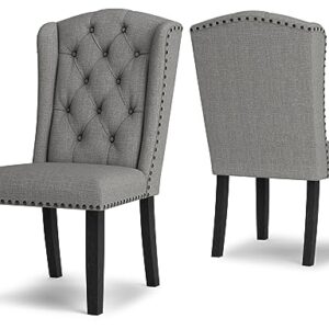 Signature Design by Ashley Jeanette Modern Tufted Dining Upholstered Side Chair, Set of 2, Gray