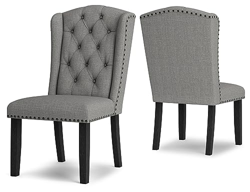 Signature Design by Ashley Jeanette Modern Tufted Dining Upholstered Side Chair, Set of 2, Gray