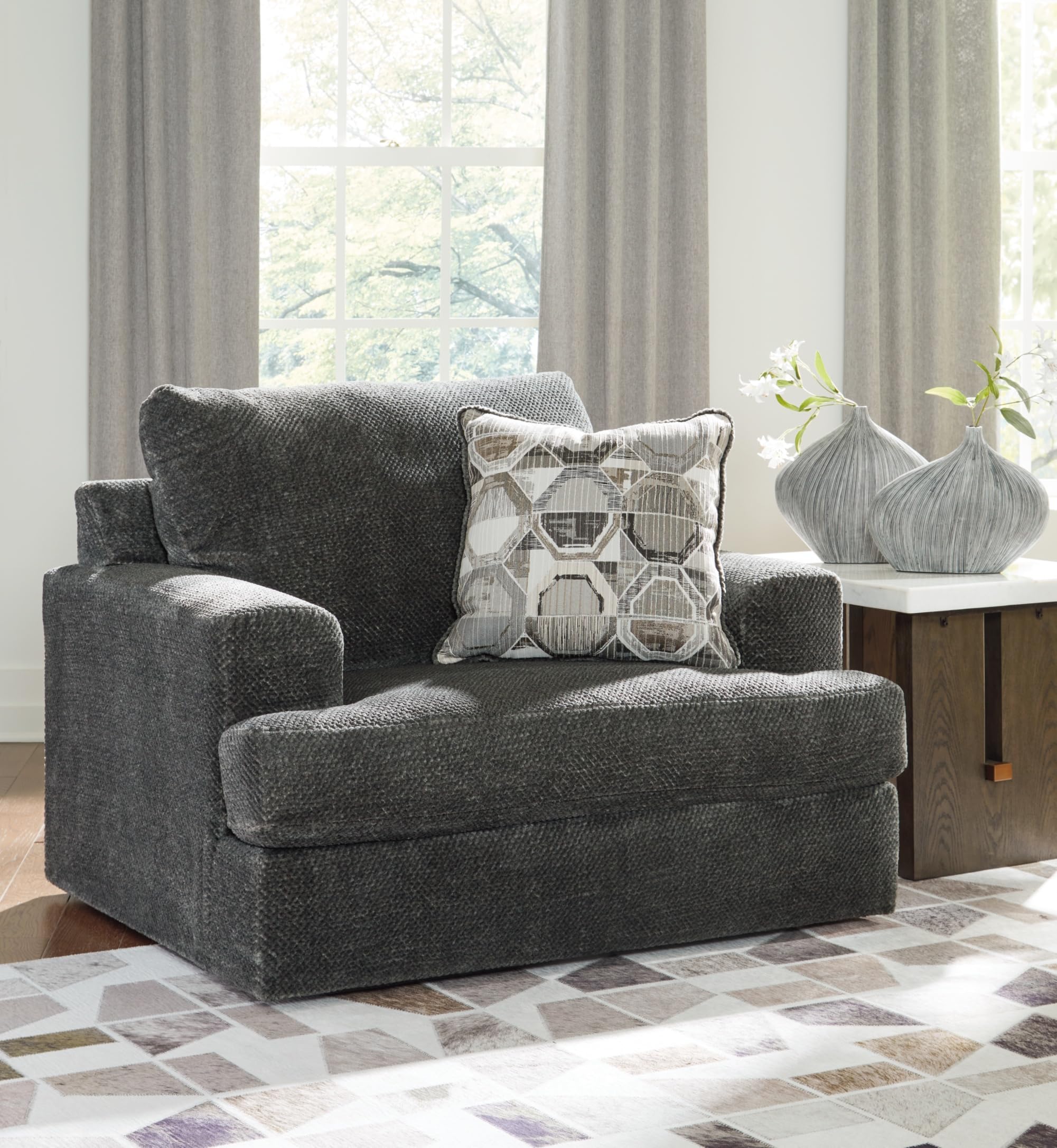 Signature Design by Ashley Karinne Modern Upholstered Oversized Chair, Gray