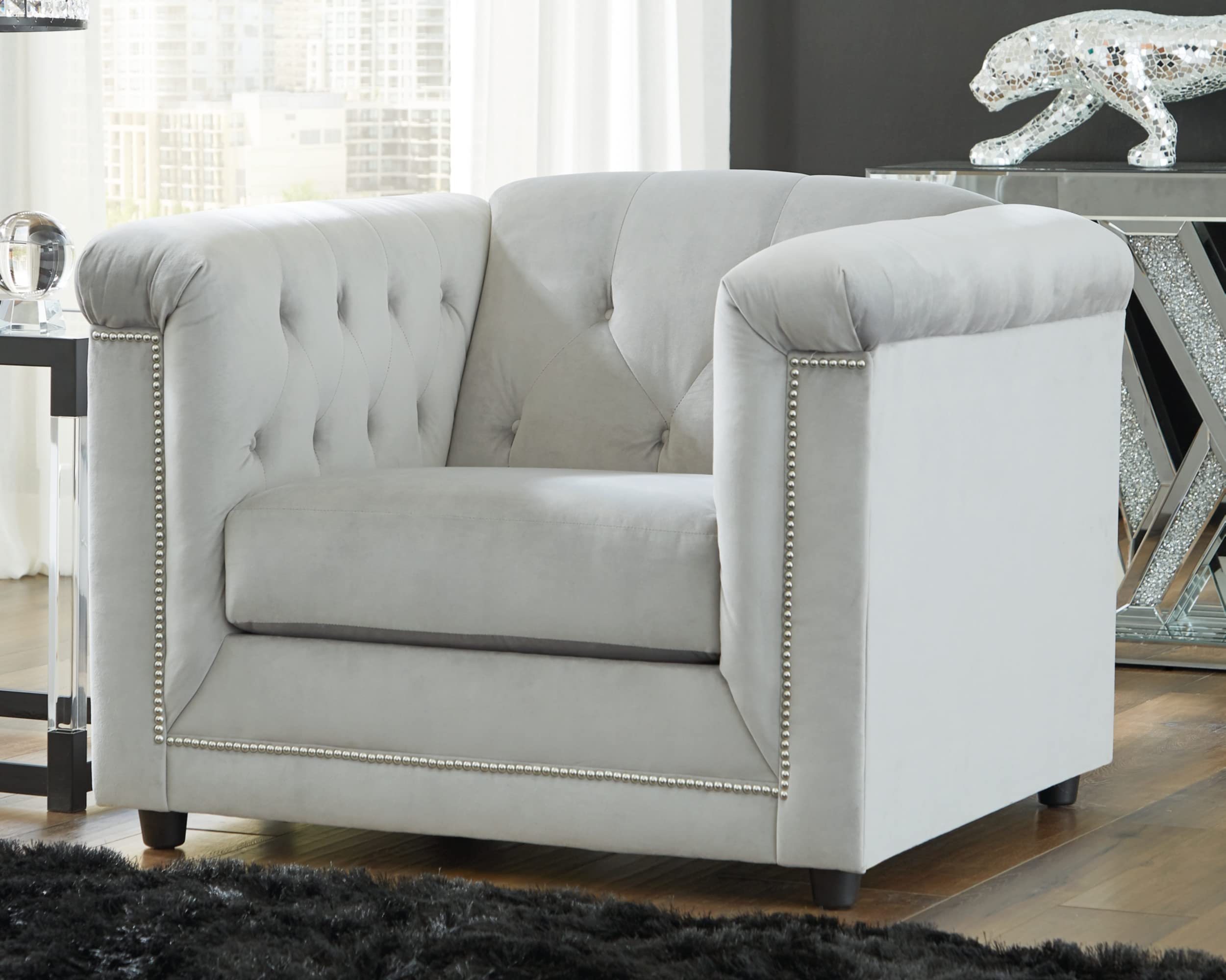 Signature Design by Ashley Josanna Classic Tufted Upholstered Chair, Gray