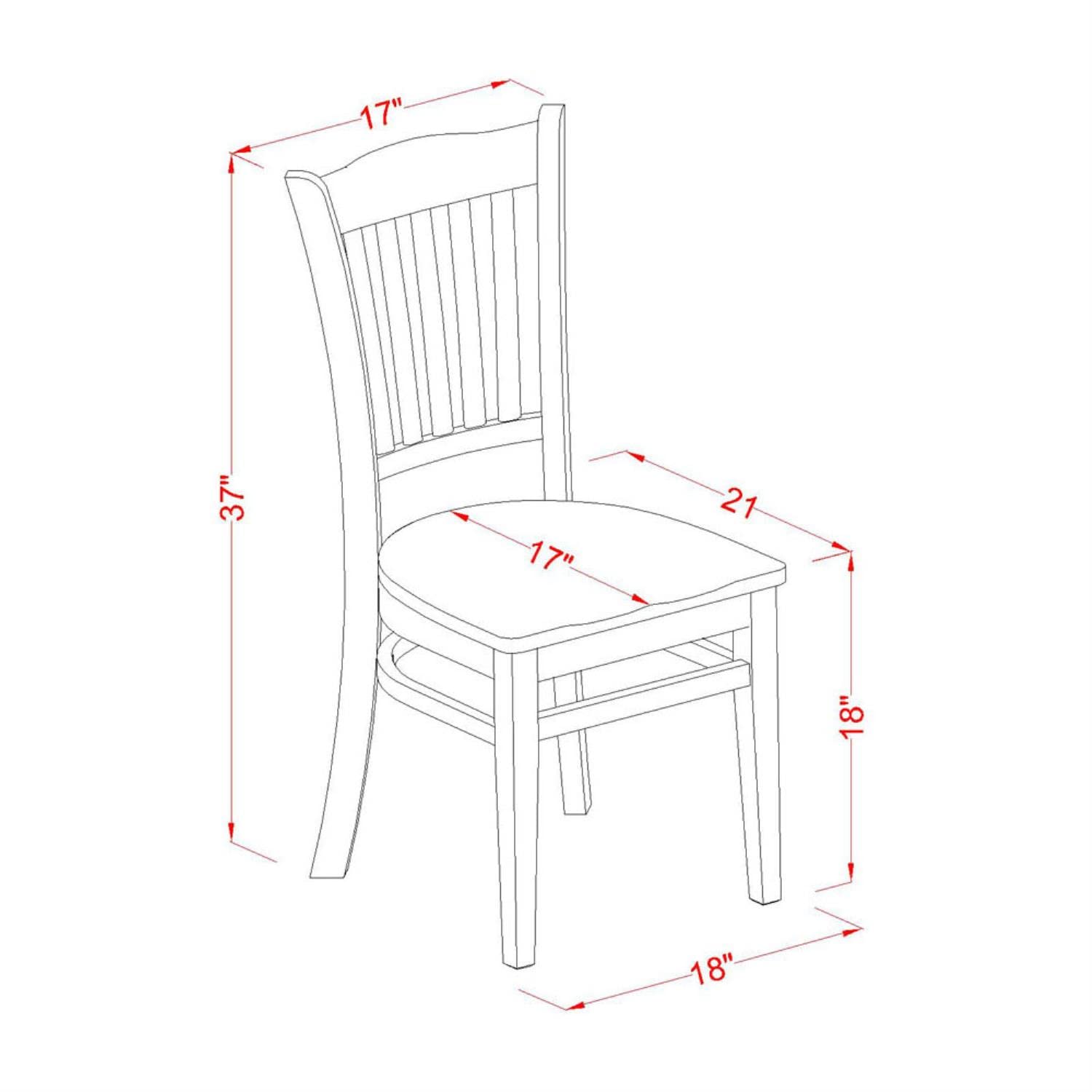 East West Furniture GRC-MAH-W Groton Dining Room Chairs - Slat Back Wood Seat Chairs, Set of 2, Mahogany