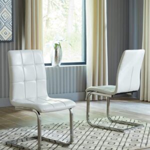 Ashley Furniture Madanere Faux Leather Dining Side Chair in White