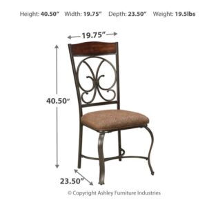 Signature Design by Ashley Glambrey Old World Dining Chair with Cushion, 4 Count,, 23.5"D x 19.75"W x 40.5"H, Brown