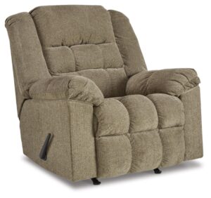 signature design by ashley kegler contemporary tufted manual rocker recliner, light brown