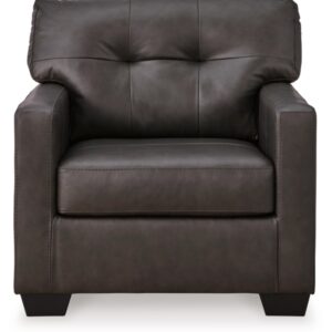 Signature Design by Ashley Belziani Modern Tufted Leather Match Upholstered Oversized Chair, Black