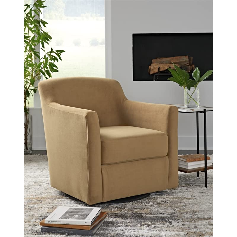 Ashley Furniture Bradney Metal Swivel Accent Chair in Brown & Black