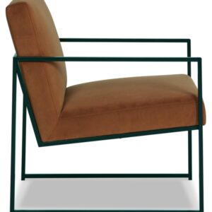 Signature Design by Ashley Aniak Contemporary 17" Velvet Upholstery with Metal Frame Accent Chair, Brown & Black