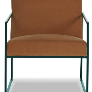 Signature Design by Ashley Aniak Contemporary 17" Velvet Upholstery with Metal Frame Accent Chair, Brown & Black