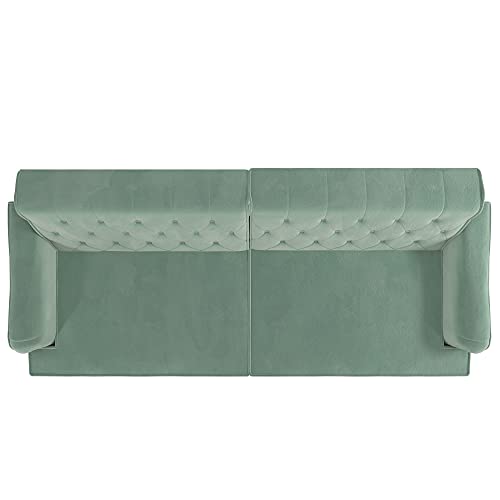 Mr. Kate Stella Vintage Convertible Sofa Bed Futon, Teal Velvet