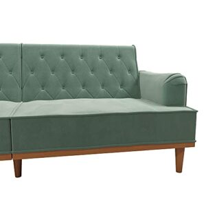 Mr. Kate Stella Vintage Convertible Sofa Bed Futon, Teal Velvet