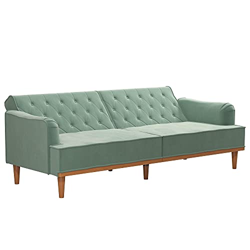 Mr. Kate Stella Vintage Convertible Sofa Bed Futon, Teal Velvet