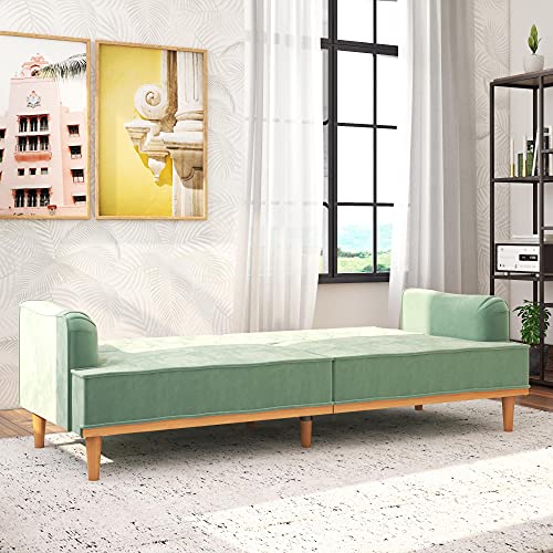 Mr. Kate Stella Vintage Convertible Sofa Bed Futon, Teal Velvet