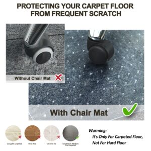 100pointONE Office Chair Mat for Carpet, Heavy Duty Studded Desk Chair Mat for Carpeted Floors - Shipped Flat & No Divots. Polycarbonate Computer Chair Mat for Medium & Low Pile Carpet 30"x 48"