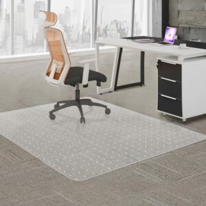 HOMEK Large Office Chair Mat for Carpeted Floors, 45" x 53" Clear Desk Chair Mat for Low Pile Carpet- Easy Glide Carpet Protector Mat for Office Chair