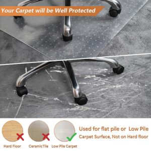 HOMEK Large Office Chair Mat for Carpeted Floors, 45" x 53" Clear Desk Chair Mat for Low Pile Carpet- Easy Glide Carpet Protector Mat for Office Chair