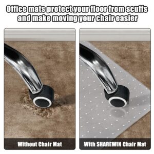 SHAREWIN Office Chair Mat for Carpet - Shipped Flat, Heavy Duty Anti-Slip Under Desk Protector for Low &Medium Pile Carpeted Floors, Plastic Rolling Computer Mats, 47"x29", Clear, No Divot, No Curl
