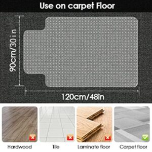 MONICAT Office Chair Mat for Carpet, Desk Chair Mat for Carpet, Computer Plastic Floor Mat for Carpet Chair Mat,Thick Sturdy Low and No Pile Office Floor Mat Studs Easy Glide(36" X 48" with Lip)