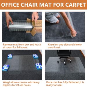 HOMEK Office Chair Mat for Low Pile Carpeted Floors - 36” x 48” Clear Carpet Chair Mats for Home & Office, Studded Floor Mat for Office Chair on Carpet