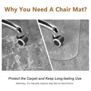 Naturehydro Office Chair Mat for Carpeted Floors - 48" x 48" Plastic Floor Mat for Low Pile Carpet, Easy Glide Rolling Computer Desk Chair Mat, BPA and Phthalates Free (Square)