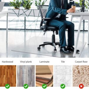 Large Office Chair Mat for Hardwood Floors - 48"×60" Anti-Slip Desk Chair Mat - Heavy Duty Floor Protector for Home or Office - Easy Clean and Flat Without Curling